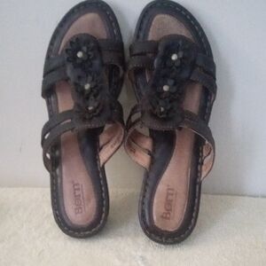 Dark Brown Floral Sandals